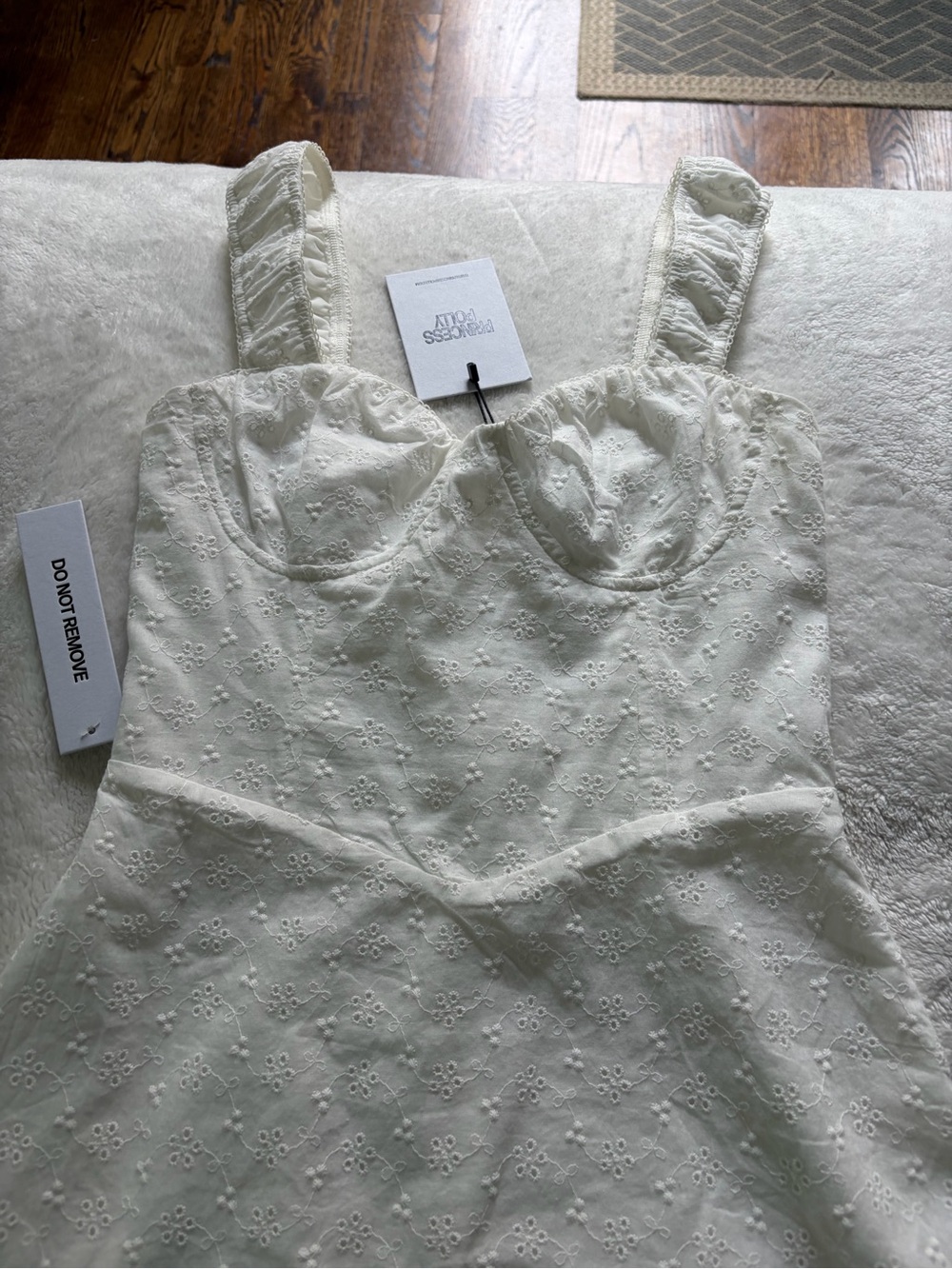 Princess Polly White Eyelet Mini Dress - Picture 2 of 5